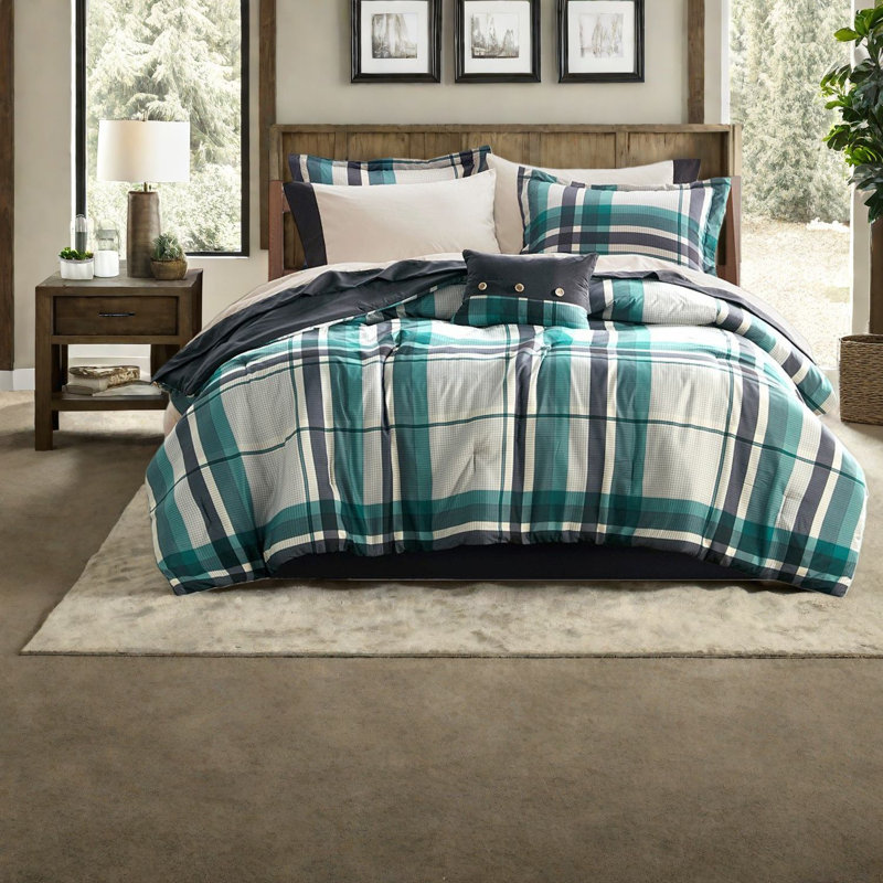 Premium 9 Pcs Plaid Bedding Sets, Microfiber Material, Classic Style For Home Comfort
