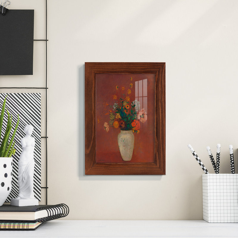 Bouquet dans un vase chinois, toile de qualité supérieure, prête à être accrochée, L 4 po x H 6 po x P 1 po