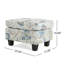 Pouf capitonné, beige et bleu