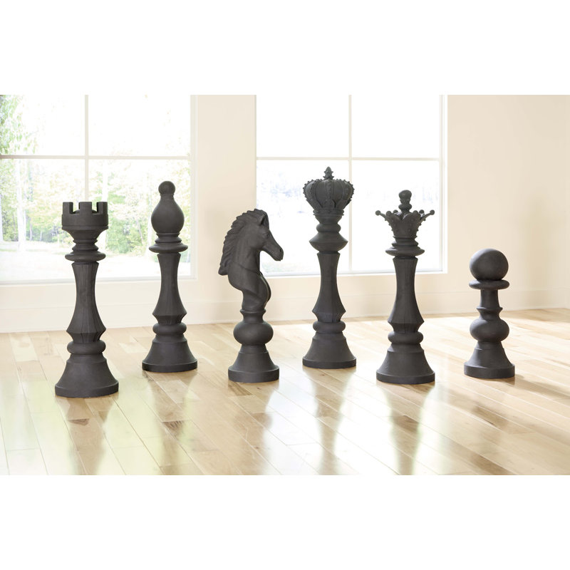 Small Cast Stone Knight Chess Sculpture, Black