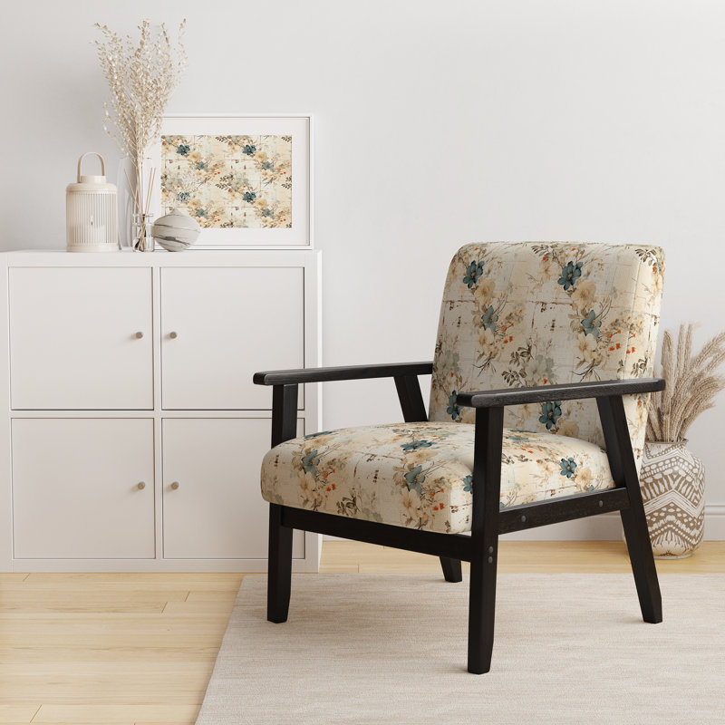 Fauteuil d'appoint rétro et décontracté D, Harmonie florale de maison de campagne rétro beig