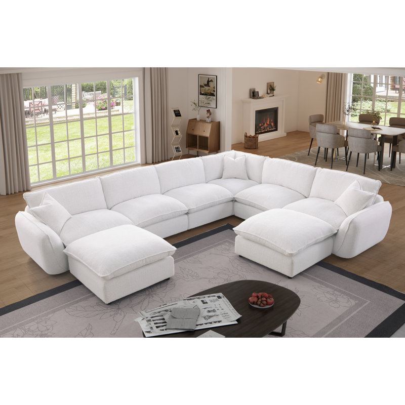 Cloud Modular Sectional Sofa,Down Filled Comfort Oversized  For Living Room,  Large 8 Seater Minimalist Wide Deep Seat, Sofa Cover Washable & Removable