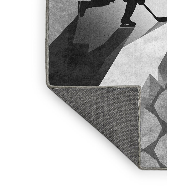Tapis gris doux et moelleux en hockey sur glace Elina, 5 x 8