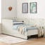 Lit simple ajustable beige avec 2 tiroirs de rangement, rembourré pour la chambre à coucher, conception moderne, confortable, lit en velours convertible en eucalyptus et de construction, structure douce et renforcée