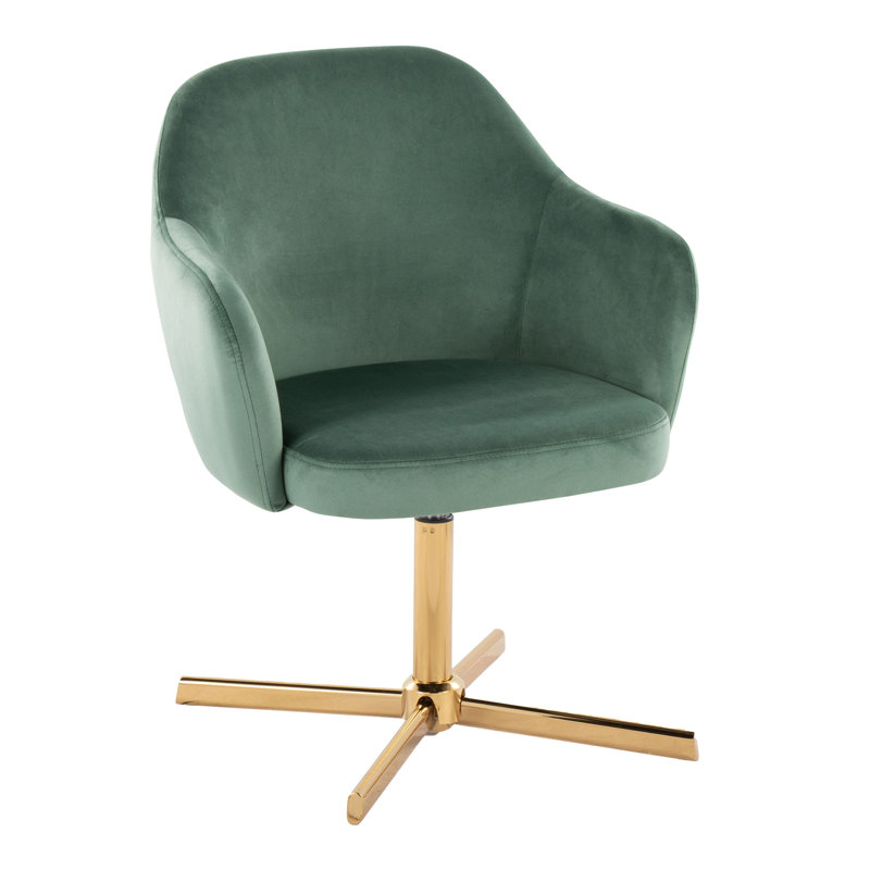Braylee Swivel Accent Chair, Green Velvet, Gold