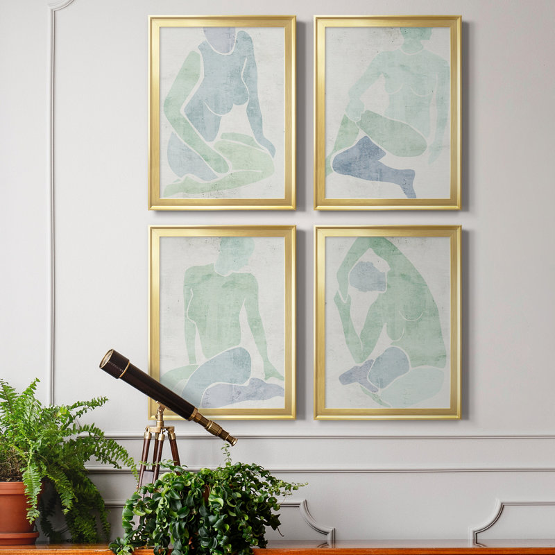 Stretching I, toile encadrée de qualité supérieure - prête à être accrochée, Cadre doré, H 36,5 po x l 106 po x P 1 po