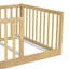 Twin Size Floor Bed with High Fence Railings, Rubber Wood Floor Bed with Safety Guardrails