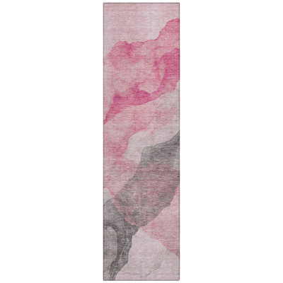 Machine Washable Indoor/Outdoor Xhevrie Blush Rug