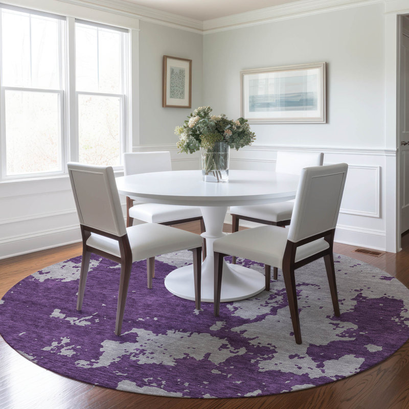 Maliana Washable Abstract Indoor / Outdoor Rug, Round 8'