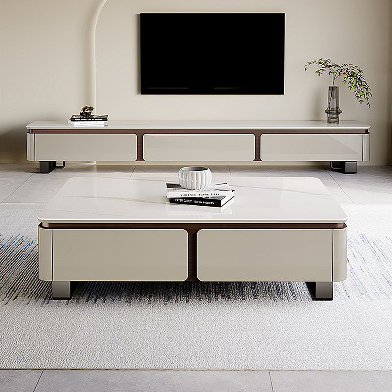 Modern minimalist rock slate coffee table TV stand