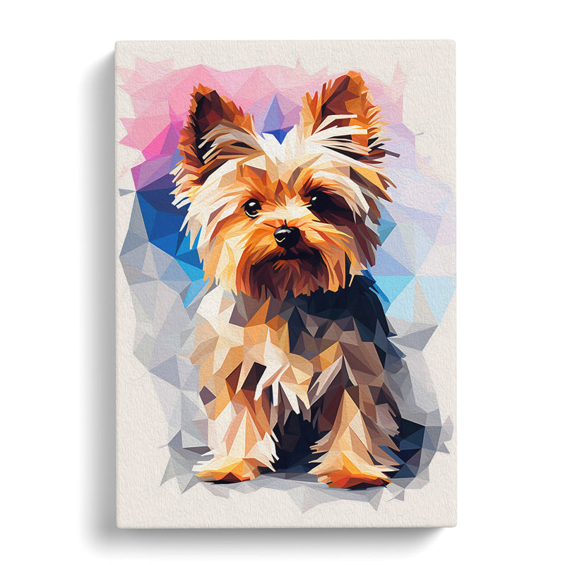 Yorkshire Terrier Geometric - Wrapped Canvas, 50cm H x 35cm W x 3cm D