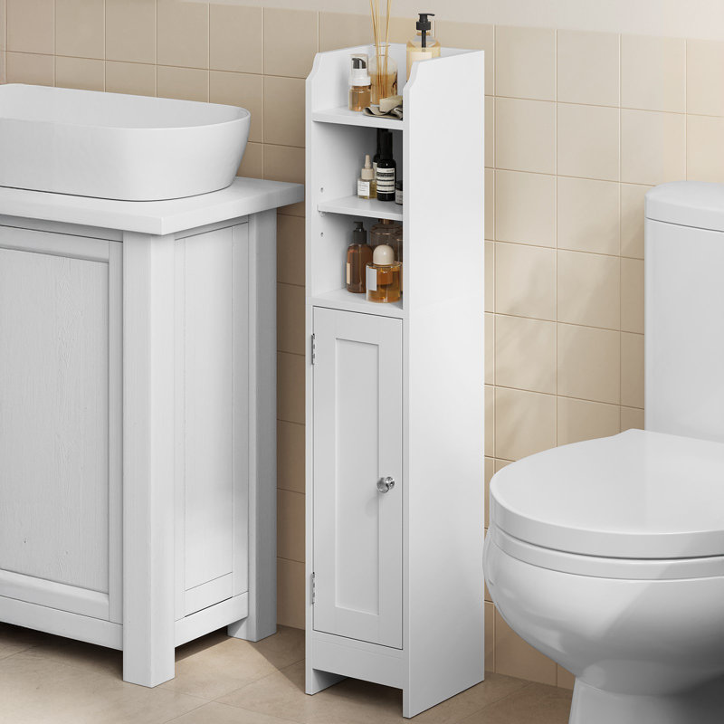 Petite armoire de rangement avec porte et tablettes réglables, armoire d'angle étroite, pour le salon, la salle de bain