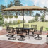 Ensemble de salle à manger de patio rectangulaire en métal pour 6 personnes avec parasol et coussins Aivo