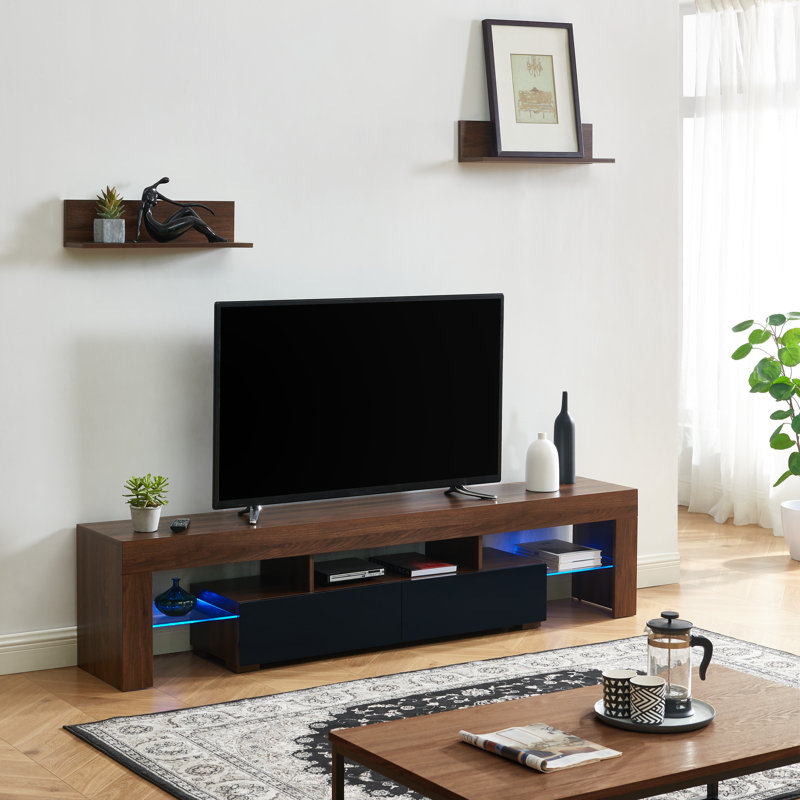 Meuble télé pour téléviseur Ayluardo, Noyer foncé / noir