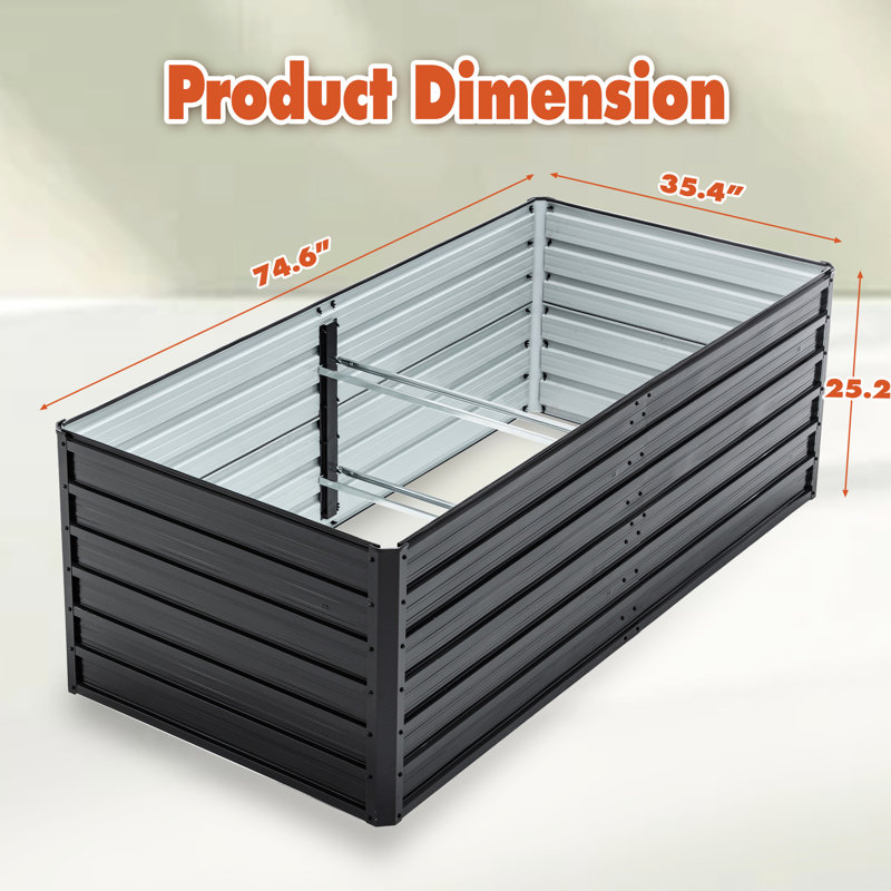 6X3x2 Ft Galvanized Steel Planter Box For Outdoor Gardening Of Flowers, Herbs, And Vegetables - Stable, Rust , Easy To Put Together Black Boxes Vegetable Flower Cultivation Reinforced, No