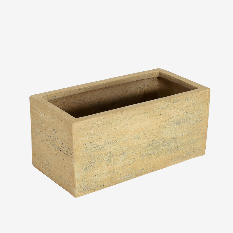 Handmade Rectangle Planter Box, 10" H x 24" W x 10" D, Beige