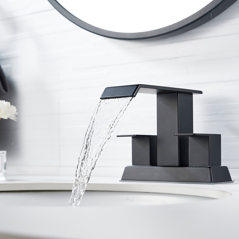 Centerset Bathroom Faucet with Drain Assembly, 2-handle Bathroom Sink Faucet, Matte Black