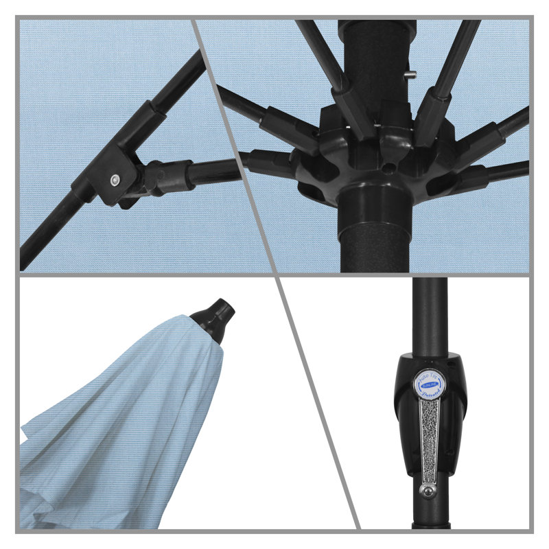 Parasol de marché 7,5 pi Gino, Toile toile Sunbrella® bleu ciel, H 94 po x l 86,3 po x P 86,3 po