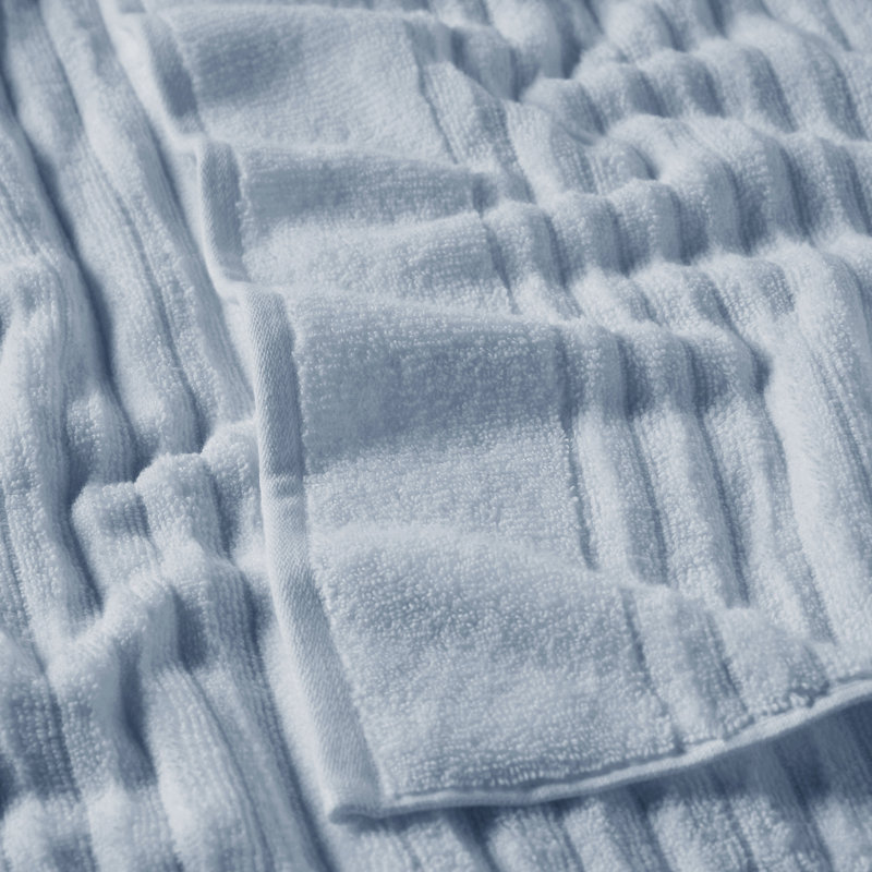 100% Zero-Twist Cotton Ribbed Hand Towels (Set of 6), Light Blue, Hand Towels - 6 Pack