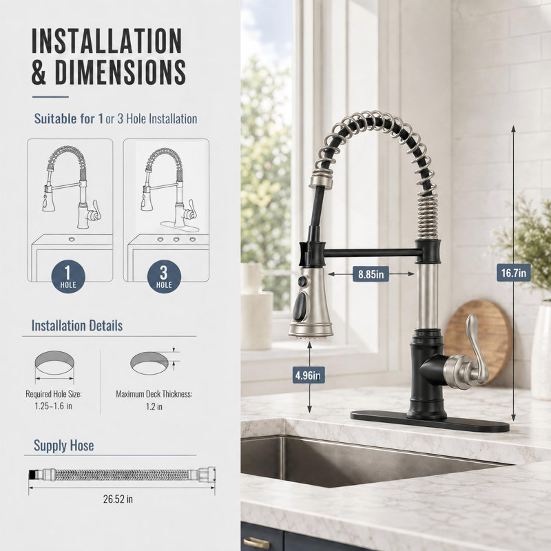  Robinet de cuisine VIBRANTBATH, Noir / nickel
