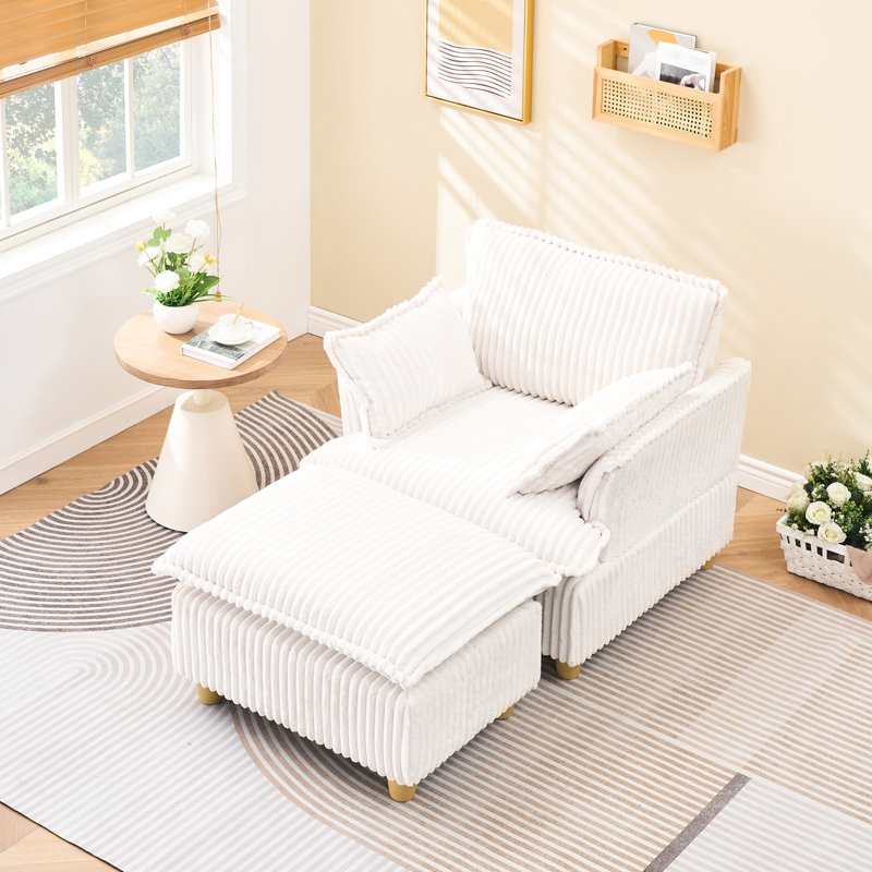 Velours côtelé simple avec coussins amovibles et faciles à nettoyer pour les petites pièces, Beige