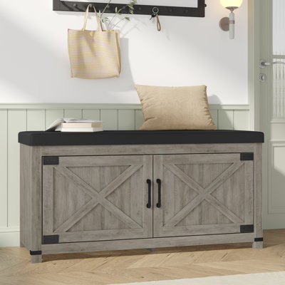 Farmhouse Barn Door Shoe Storage Bench
