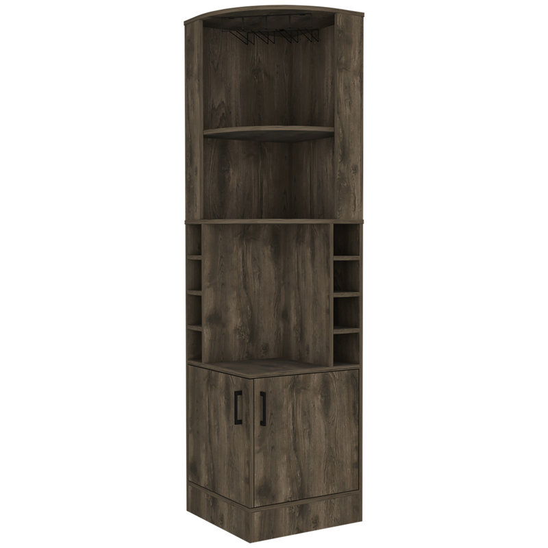 Dark Brown 8 Cabinet With Central Space For Showcasing Wine 2-shelf Bars, Enhancing Aesthetics And Function, Brown