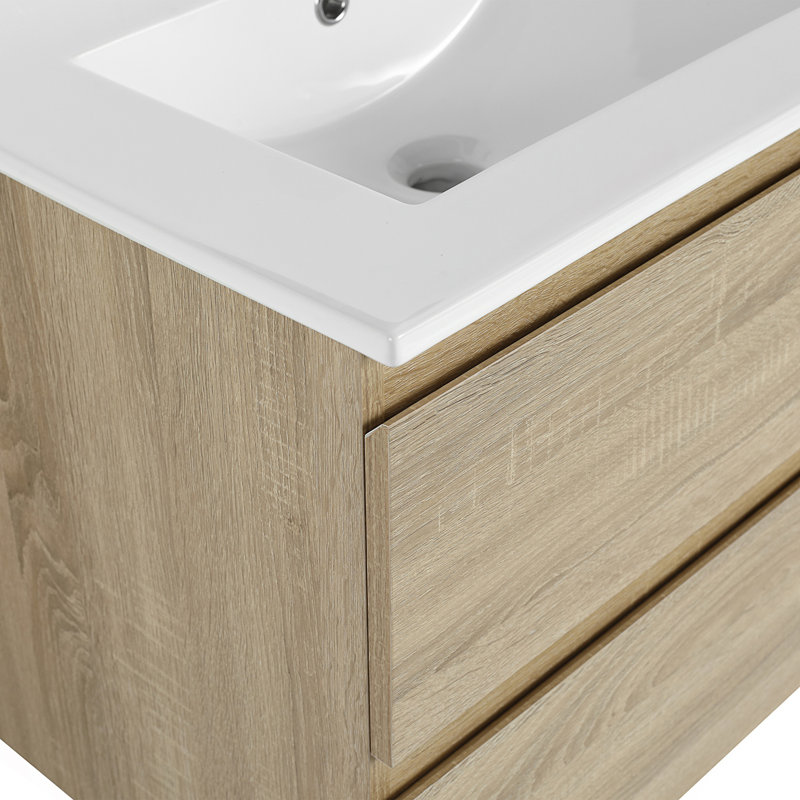 Wall-Mounted Bathroom Vanity With Ceramic Sink