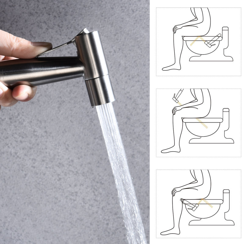 Toilet Bidet Handheld - Corrosion Feature Efficient Cleaning Silver Metal For Hygiene Enhancement Finish