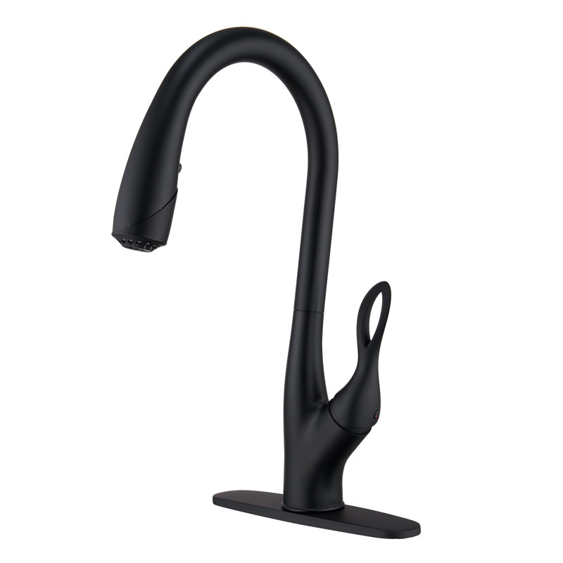 Mondawe Pull Down Kitchen Faucet, Matte Black