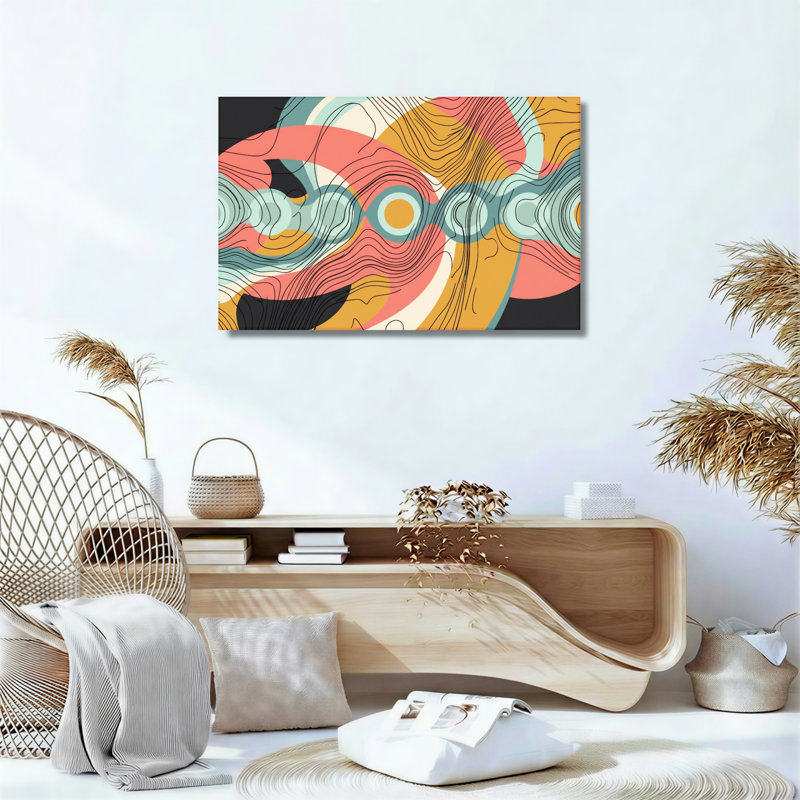 Ensemble de 1 tableau abstrait sur toile « Vagues », 24"H x 36"W, Toile tendue