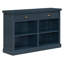 Console de rangement de style campagnard en bois d'acacia et MDF, table d'entrée monobloc avec 2 tiroirs et 4 niches de rangement ouvertes