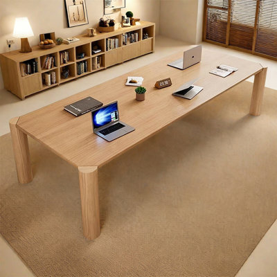 Table de conférence moderne à base cylindrique en bois massif
