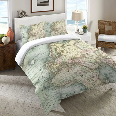 World Map Machine Woven Duvet Cover