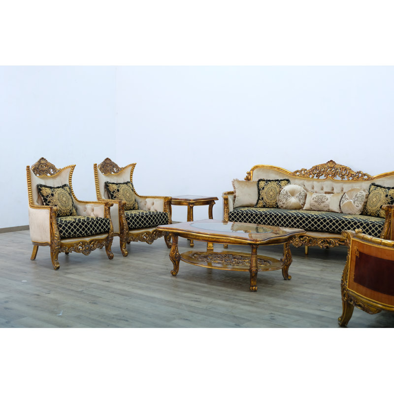 Maggiolini Sofa, Black/Gold/Light Brown, Dark Gold