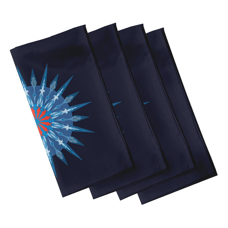 Chessy Polyester Geometric Square Napkin, Navy