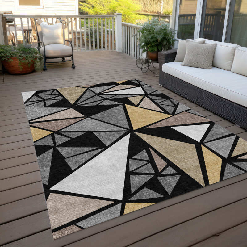 Tapis intérieur / extérieur lavable à la machine Chayden ACN1039, Rectangle 10 pi x 14 pi