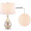 Lampe de table 23 po en verre transparent avec abat-jour en lin blanc et base en nickel poli (ensemble de 2) pour chambre à coucher, bureau, dortoir, table basse, bibliothèque