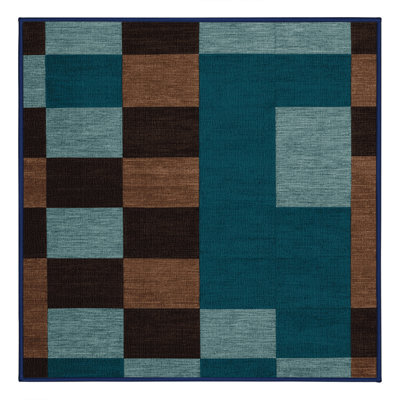 Machine Washable Checkered Blue Area Rug