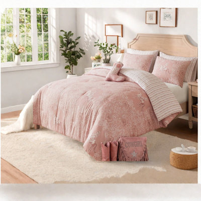 Ensembles de literie rose Western Cowgirl, ensemble d'édredon simple TG en microfibre