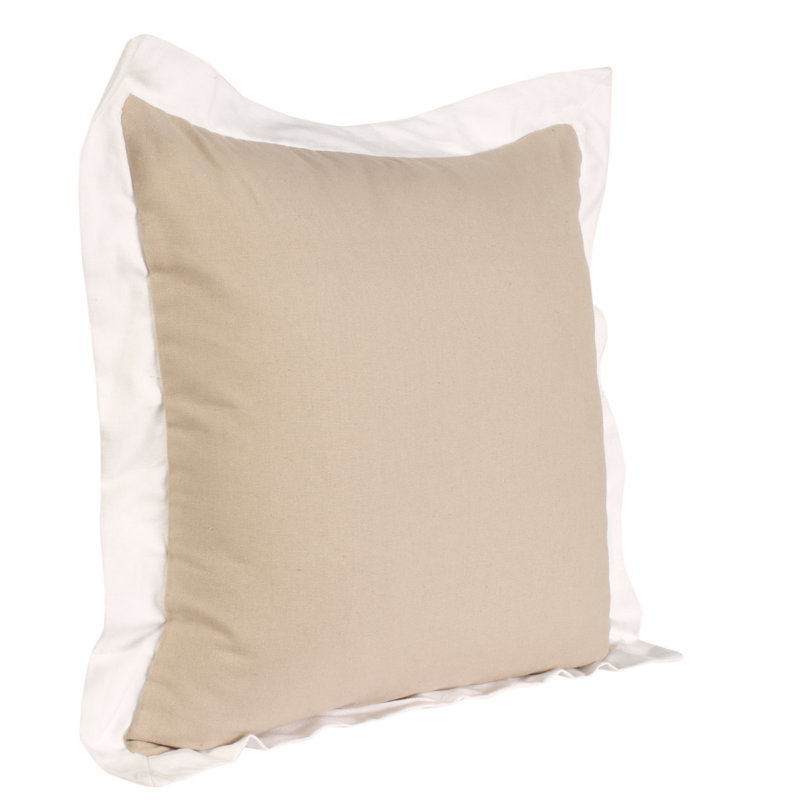 Housse de coussin à fermeture à glissière géométrique 100% coton 20 po x 20 po, Brun clair/blanc