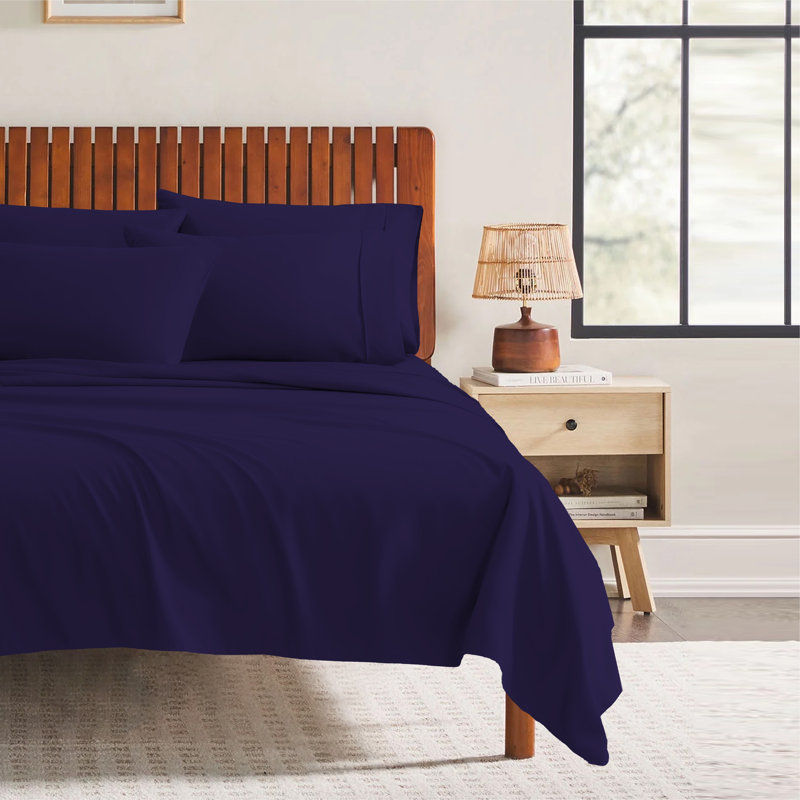 Ensemble de draps 4 pièces Paarizaat 8000 Series, Ensemble de draps pour très grand lit avec 3 piè, Mauve
