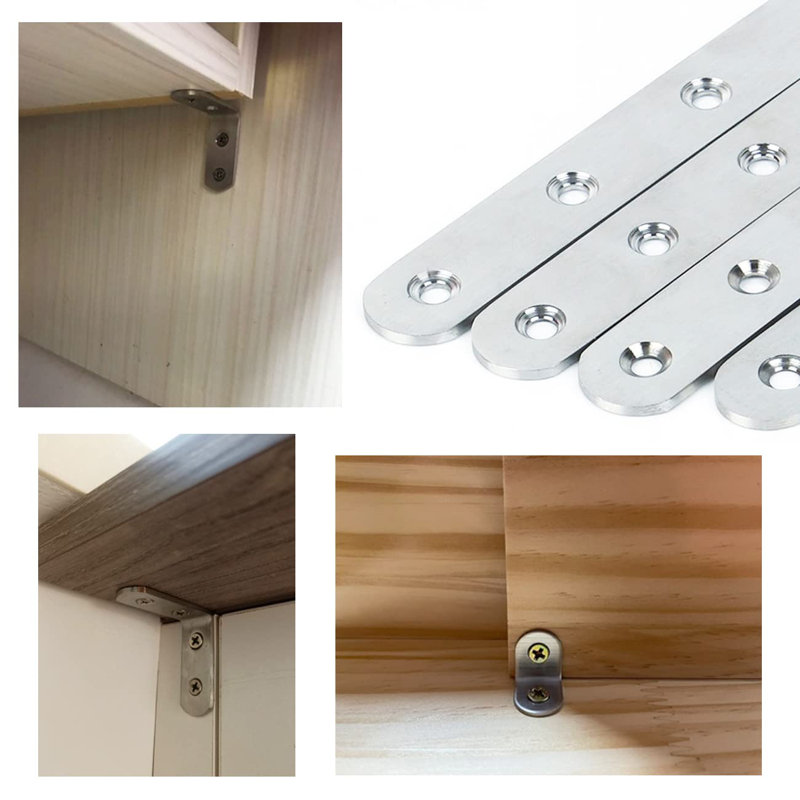 40Pcs Thin Fixing Plate L Bracket Angle Bracket With Screws, White