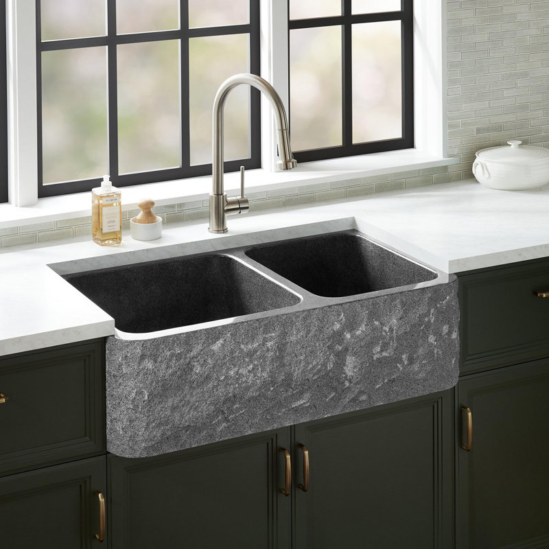Finbrook 36" Farmhouse / Apron Kitchen Sink, Black Granite