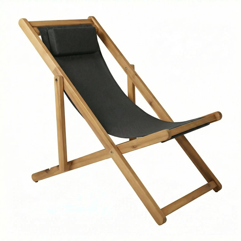 Chaise d'extérieur Sunbrella, Tissu noir Sunbrella