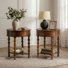Table de bout haute 24 po Golsner Alban Farmhouse avec tiroir de rangement et tablette coulissante
