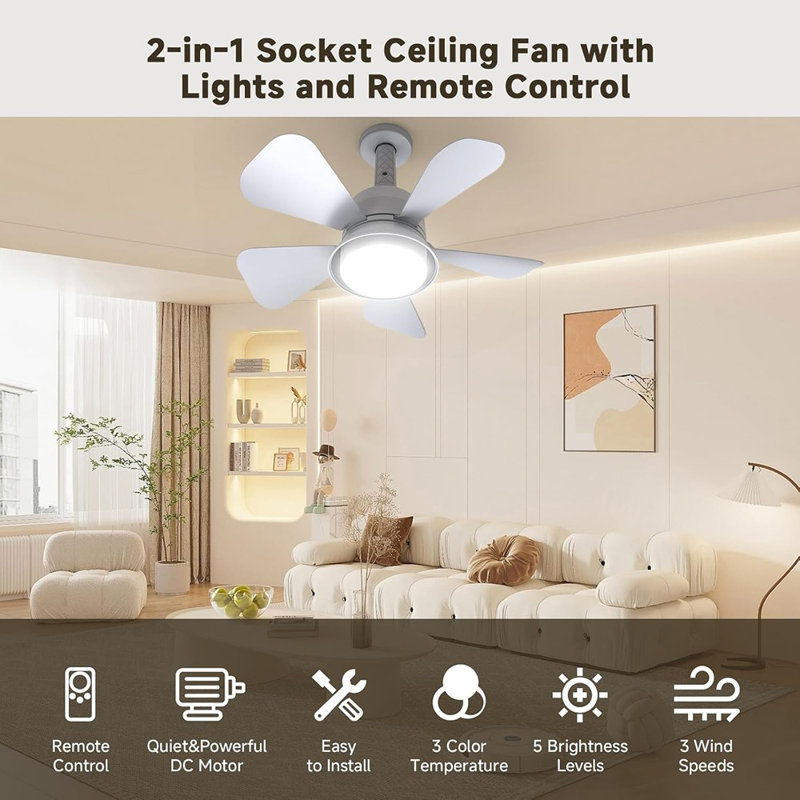 Ceiling Fans With Lights And Remote, Ceiling Fan Light 3000K-600...