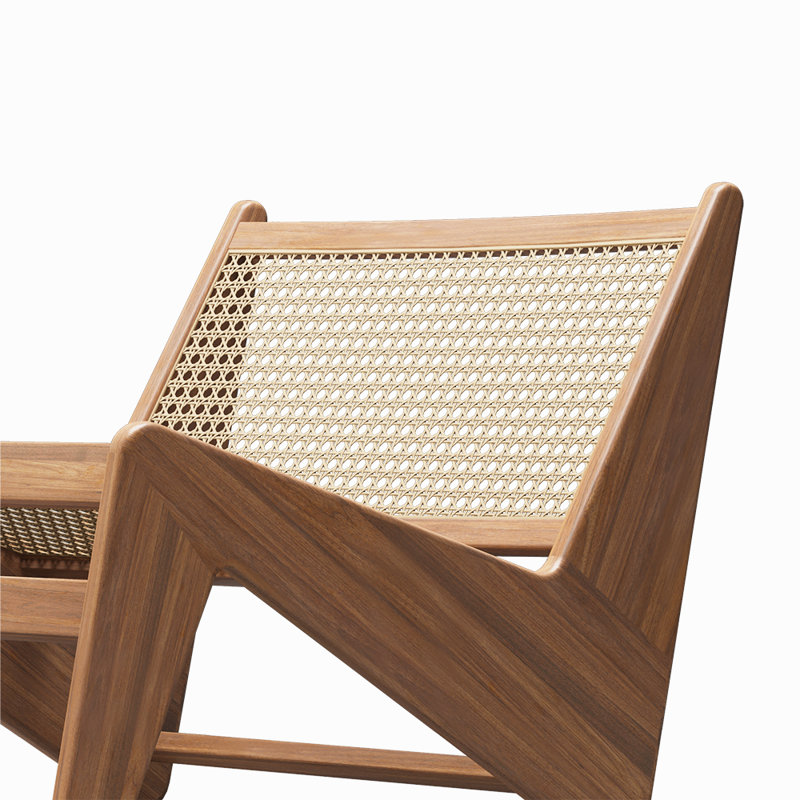 Chaise d'appoint en bois massif et rotin