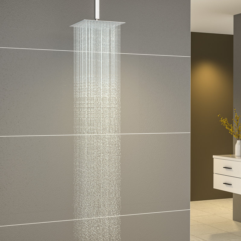 10" Square Rain Shower Head 1.8 GPM 360 Degree Rotatable Shower Head Only, Polished Chrome