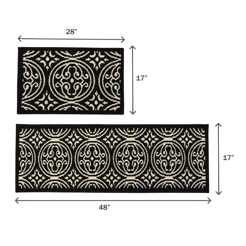 Dineke 2 - Piece Anti-Fatigue Non-Skid Kitchen Mat Set, Rectangle 17" x 28" + Rectangle 17" x 48"